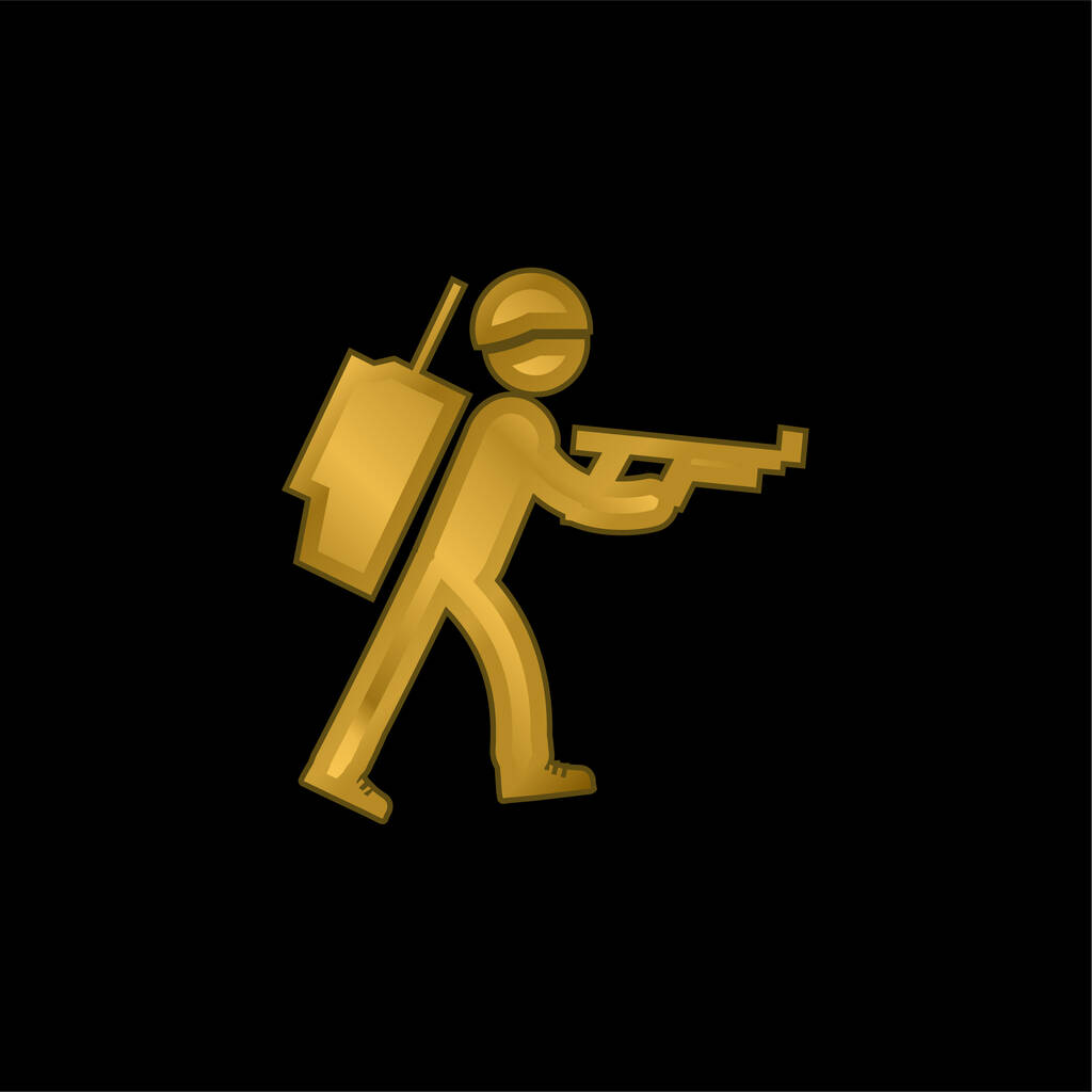 Army Soldier Walking pozlacená kovová ikona nebo logo vektor - Vektor, obrázek