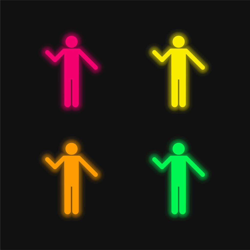 Basic Silhouet vier kleuren gloeiende neon vector icoon - Vector, afbeelding