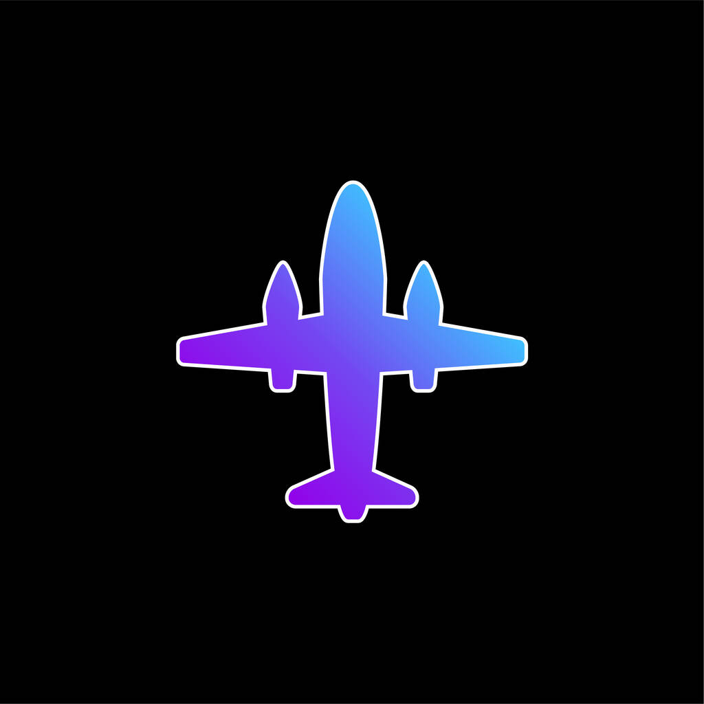 Αεροπλάνο με δύο μεγάλες μηχανές μπλε κλίση διάνυσμα εικονίδιο - Διάνυσμα, εικόνα