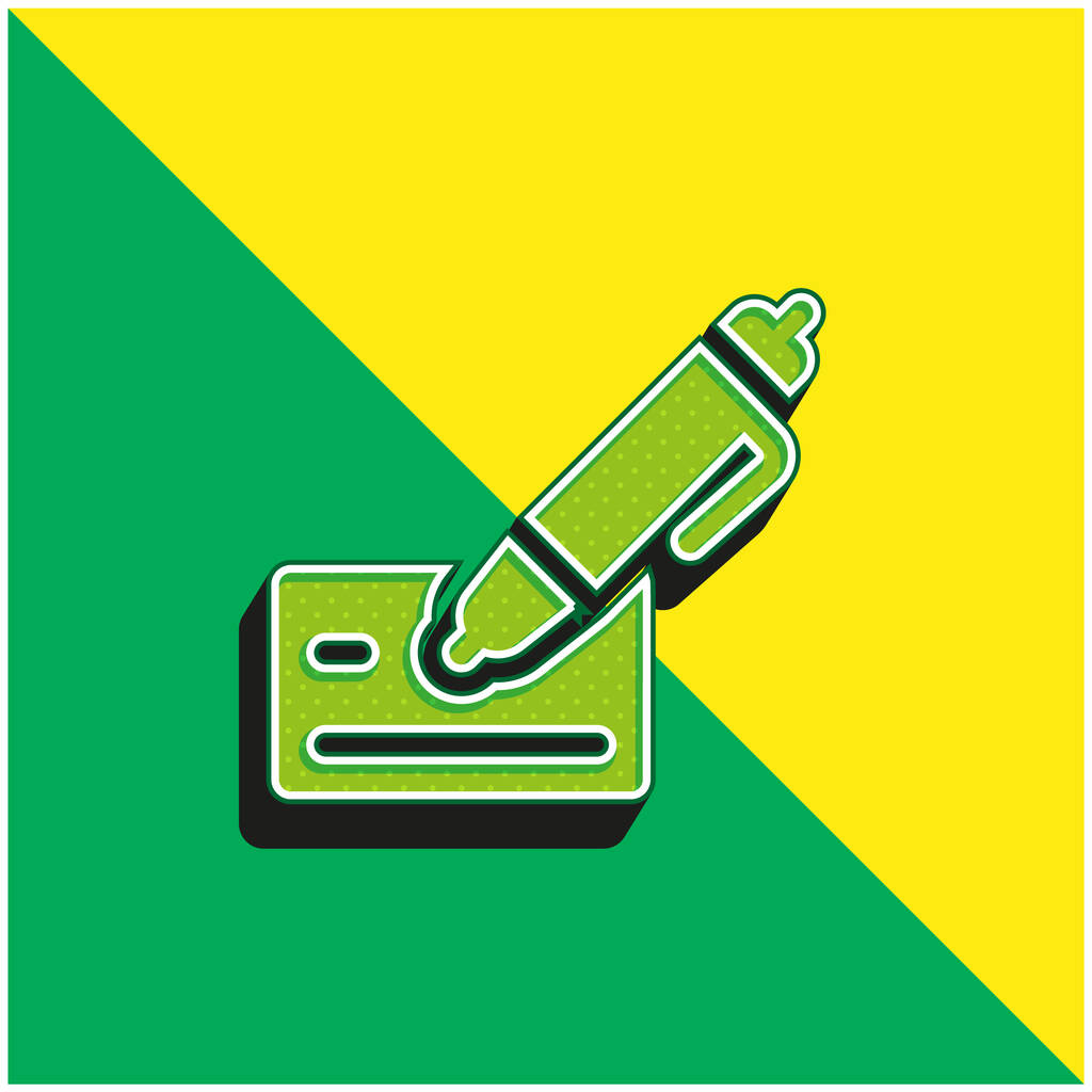 Bank Check Logo vectoriel 3D moderne vert et jaune - Vecteur, image