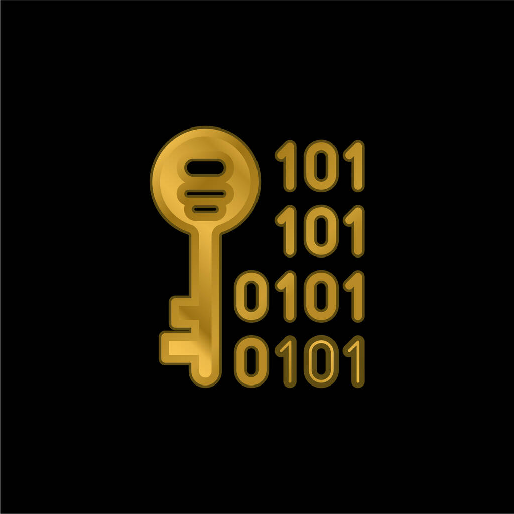 Binary gold plated metalic icon or logo vector - Vector, Image