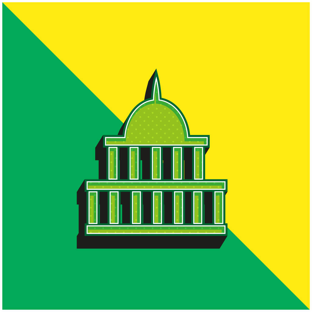 American Government Building Verde y amarillo moderno logotipo del icono del vector 3d - Vector, Imagen