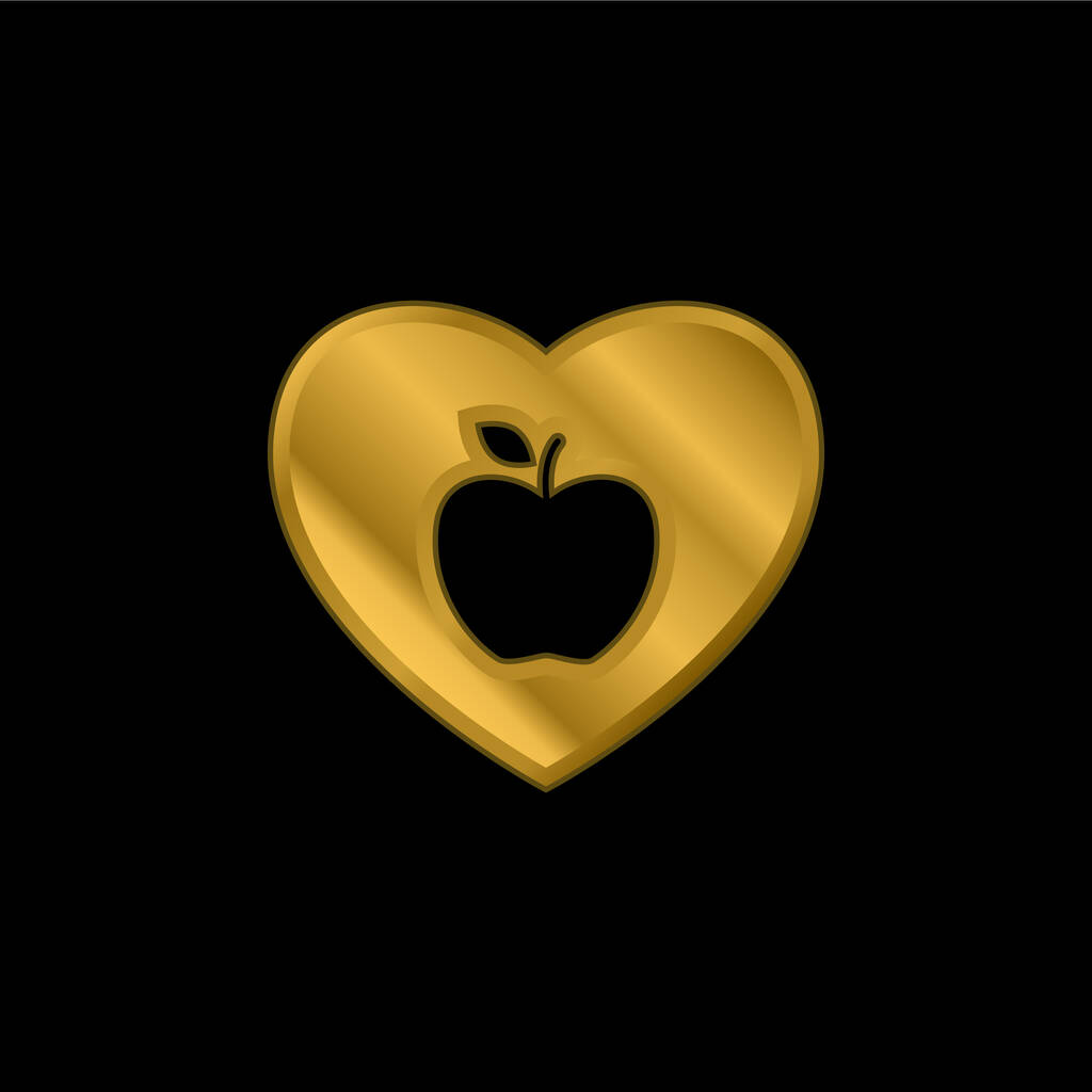 Apple Lover gold plated metalic icon or logo vector - Vector, Image
