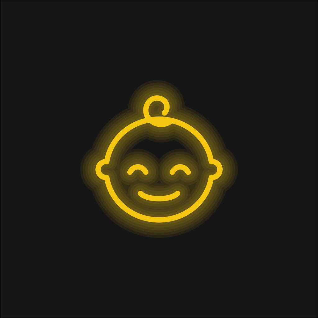 Baby gelbe leuchtende Neon-Ikone - Vektor, Bild