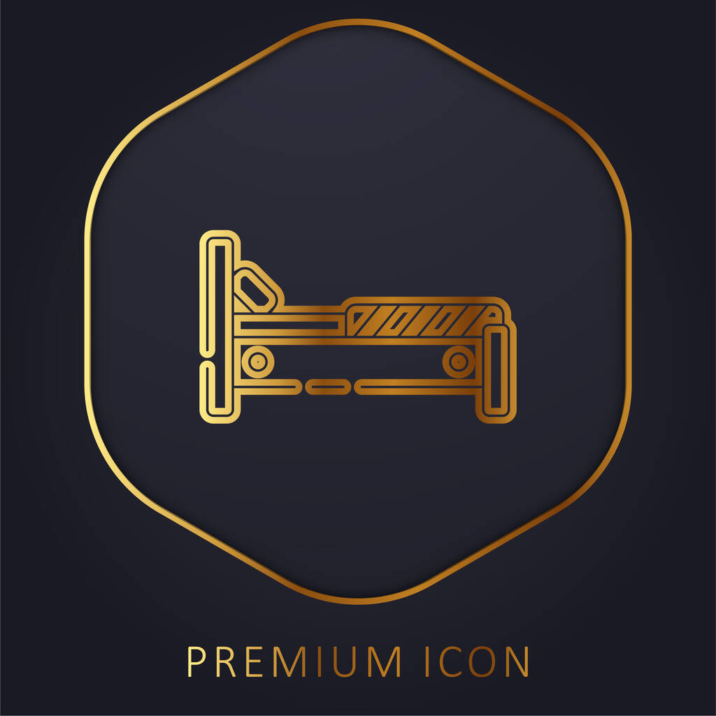 Cama línea dorada logotipo premium o icono - Vector, imagen