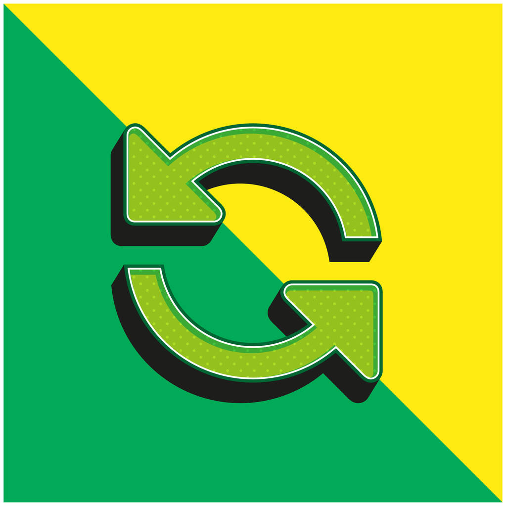 Nyilak pár Ellenkező óramutató járásával megegyező irányba forgó szimbólum Zöld és sárga modern 3D vektor ikon logó - Vektor, kép