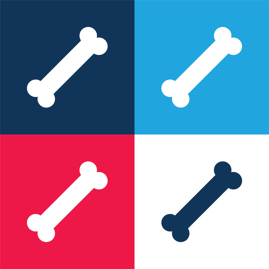 Kostní modrá a červená čtyři barvy minimální ikona nastavena - Vektor, obrázek