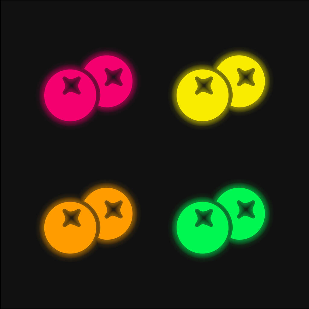 Bacche quattro colori luminosi icona vettoriale al neon - Vettoriali, immagini