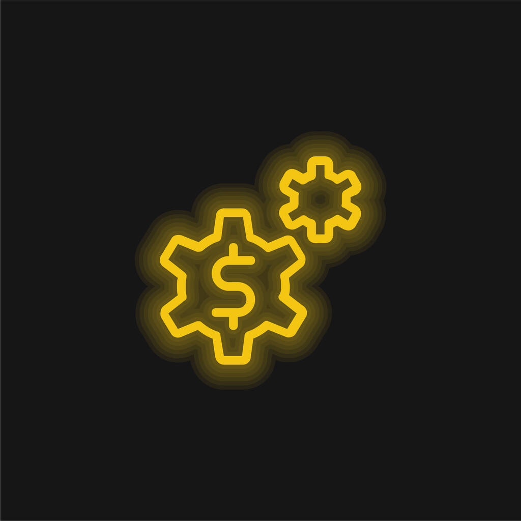 Aplicación amarillo brillante icono de neón - Vector, Imagen