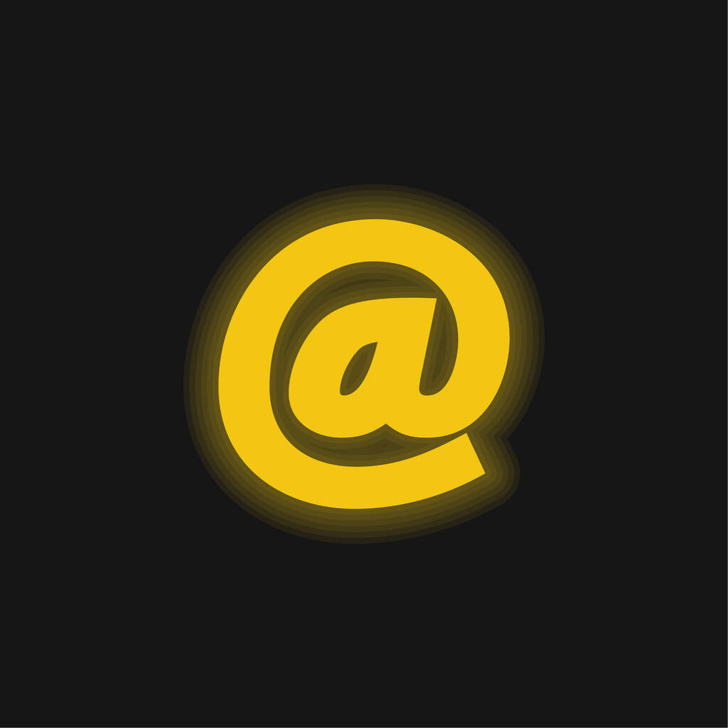 Arrobaシンボル黄色の輝くネオンアイコン - ベクター画像