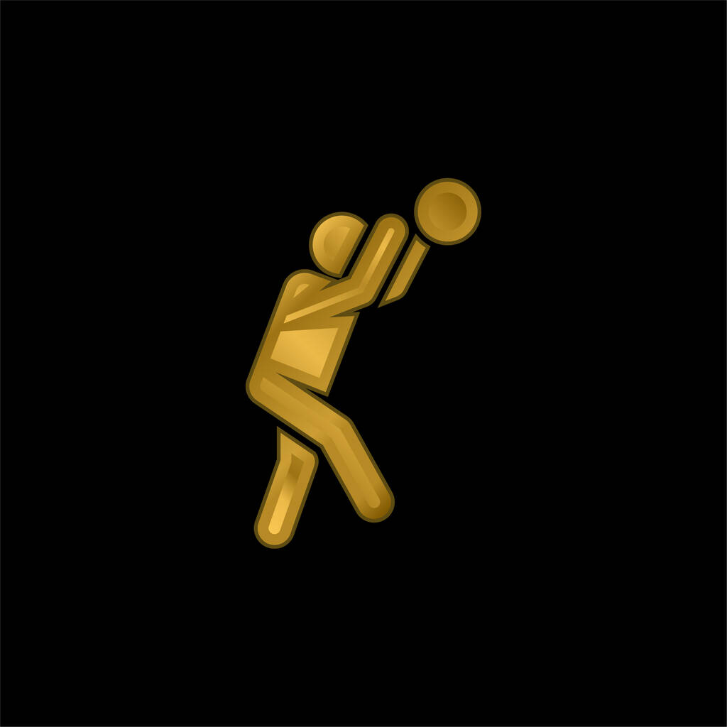 Basketbalista pozlacená metalická ikona nebo vektor loga - Vektor, obrázek