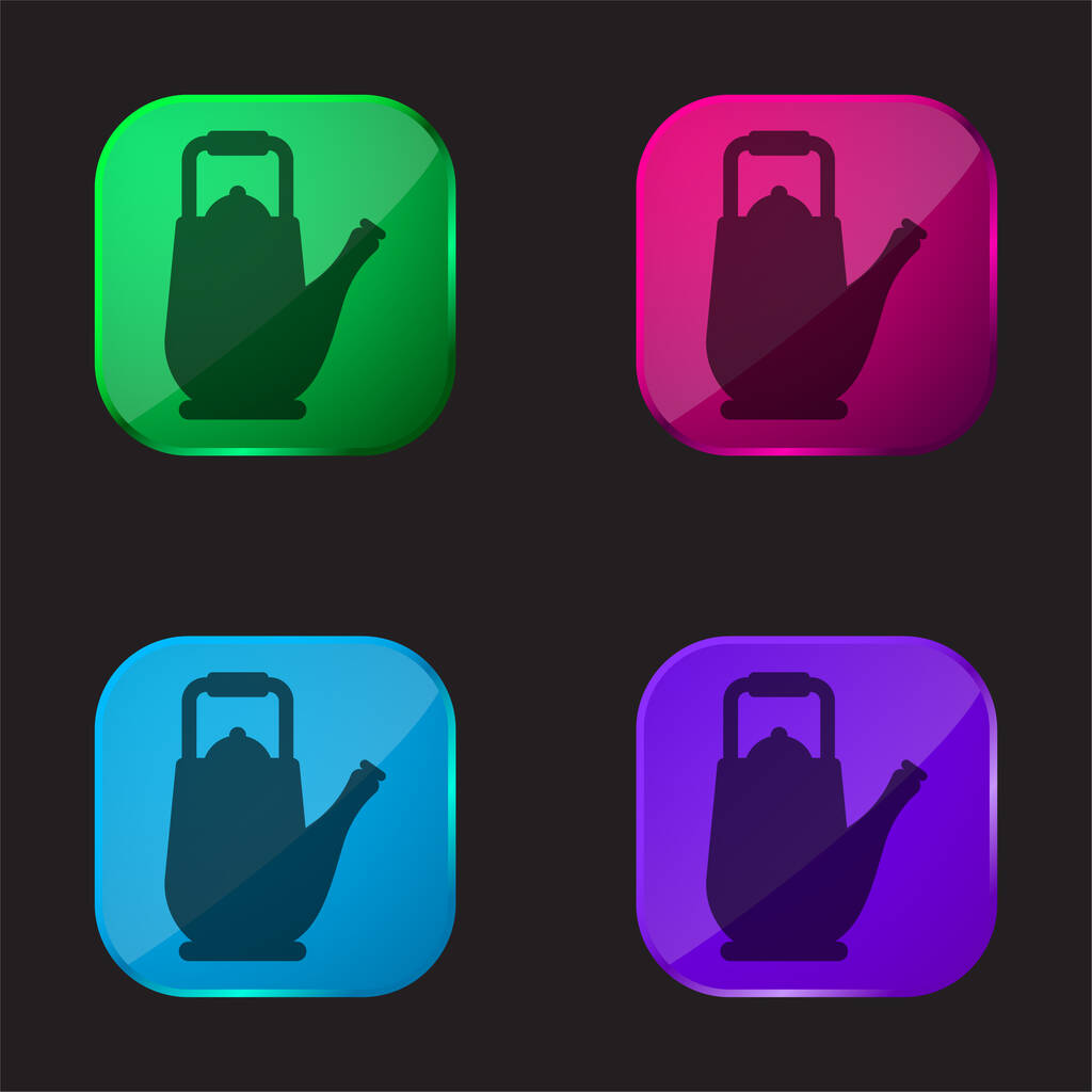 Μεγάλο Τσαγιέρα τέσσερις εικονίδιο κουμπί γυαλί χρώμα - Διάνυσμα, εικόνα