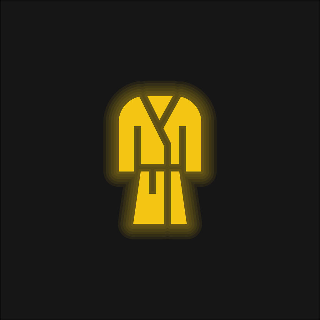 Albornoz amarillo brillante icono de neón - Vector, Imagen