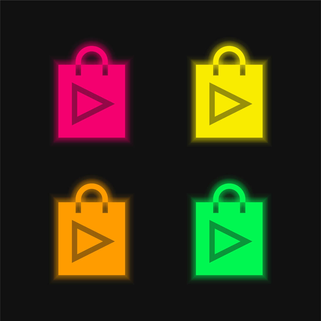 App Store icône vectorielle néon éclatante à quatre couleurs - Vecteur, image