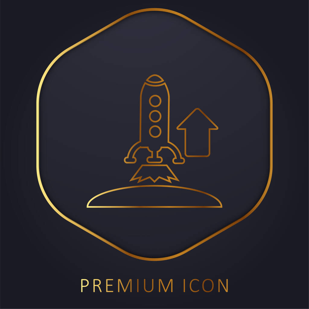 Ascending Rocket linha dourada logotipo premium ou ícone - Vetor, Imagem