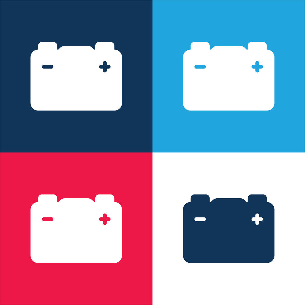 Accumulateur bleu et rouge quatre couleurs minimum jeu d'icônes - Vecteur, image