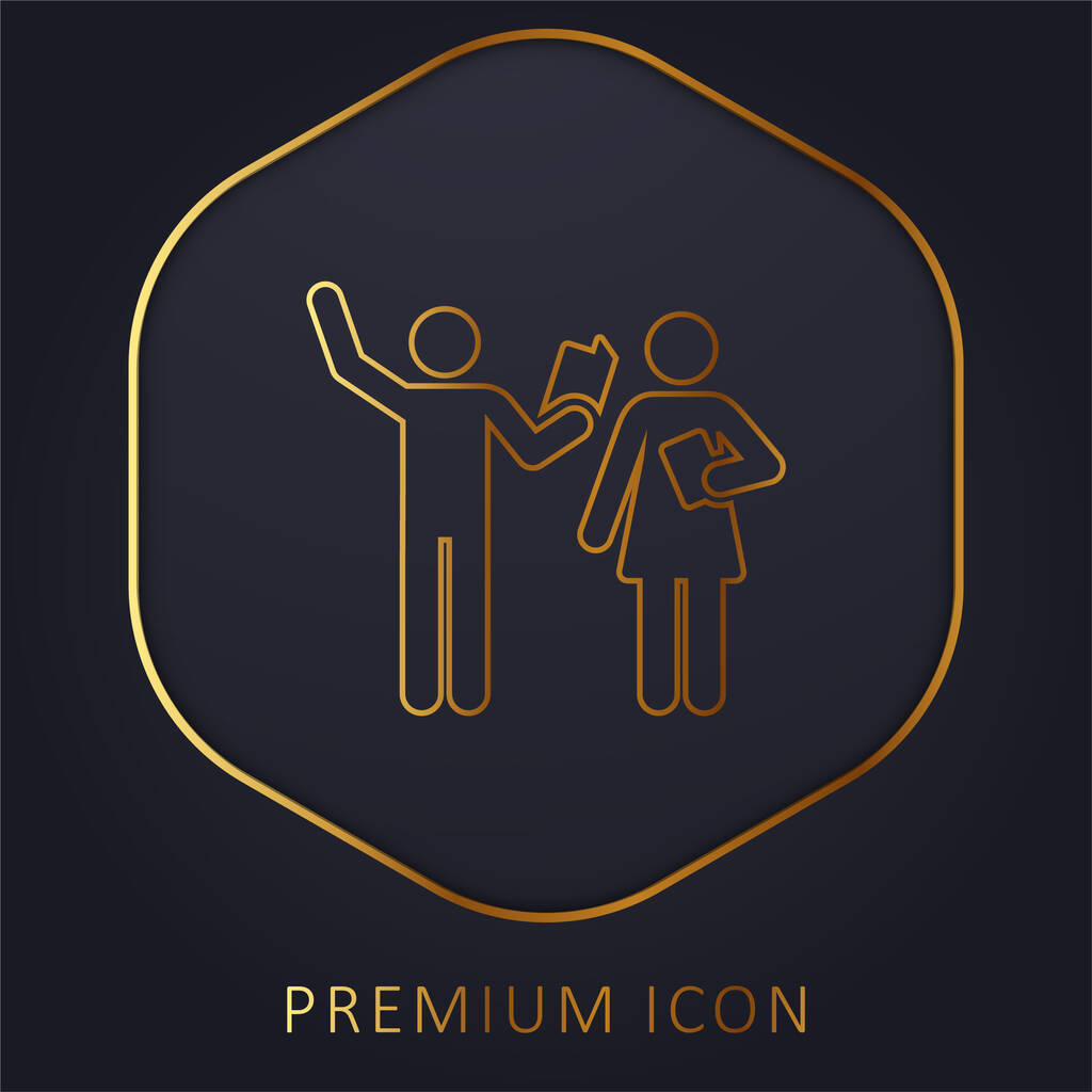 Clase interina línea dorada logotipo premium o icono - Vector, imagen