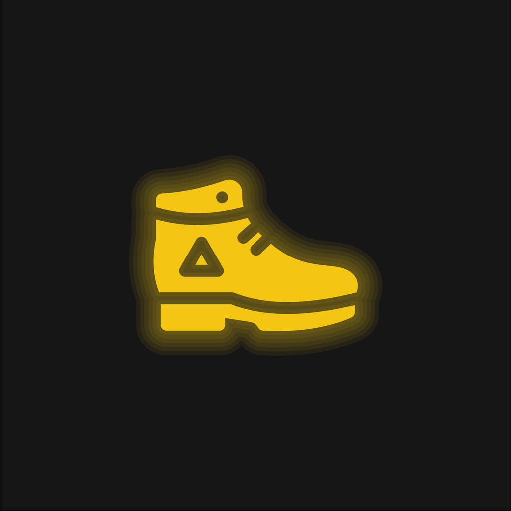 Bota amarelo brilhante ícone de néon - Vetor, Imagem