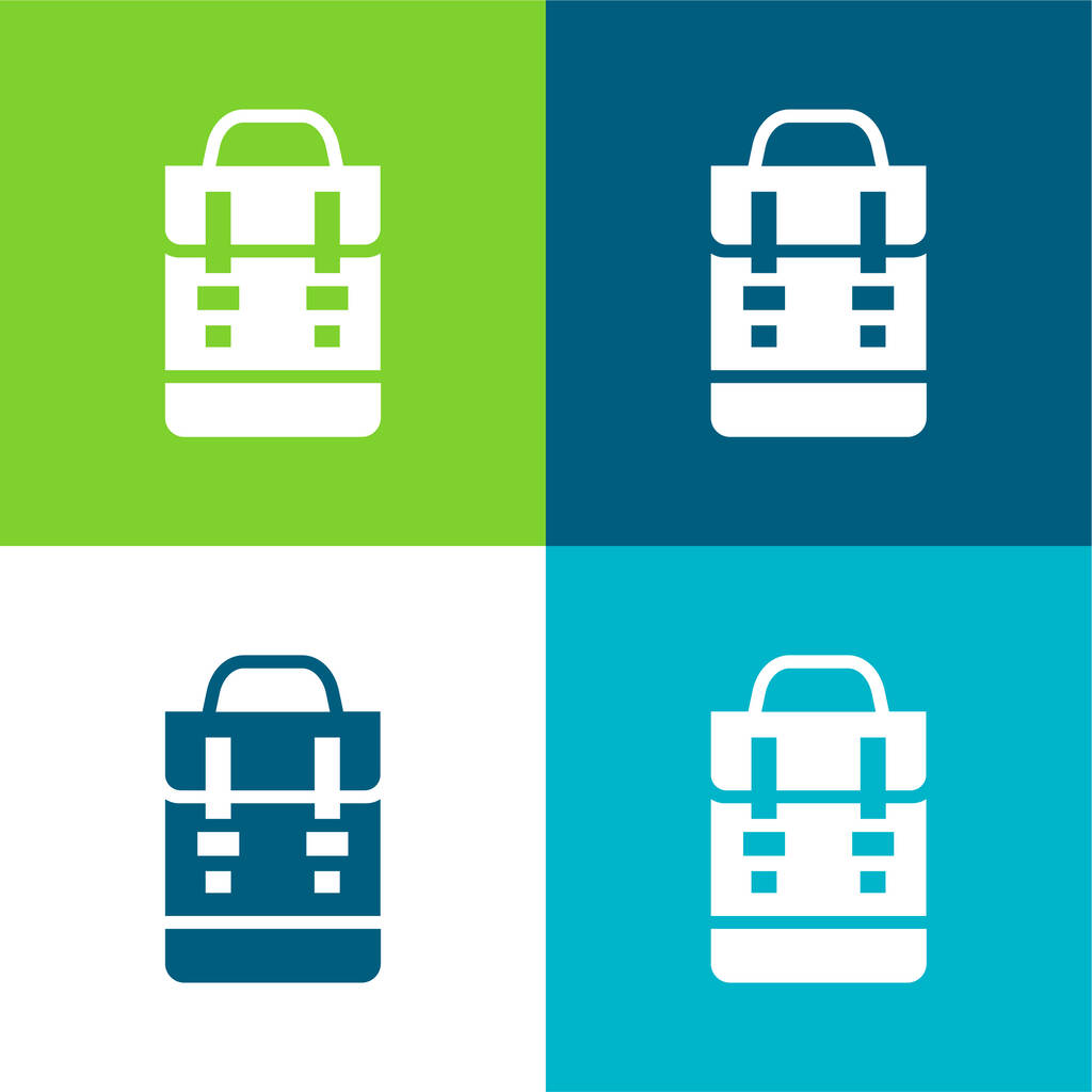 Hátizsák Lakás négy szín minimális ikon készlet - Vektor, kép