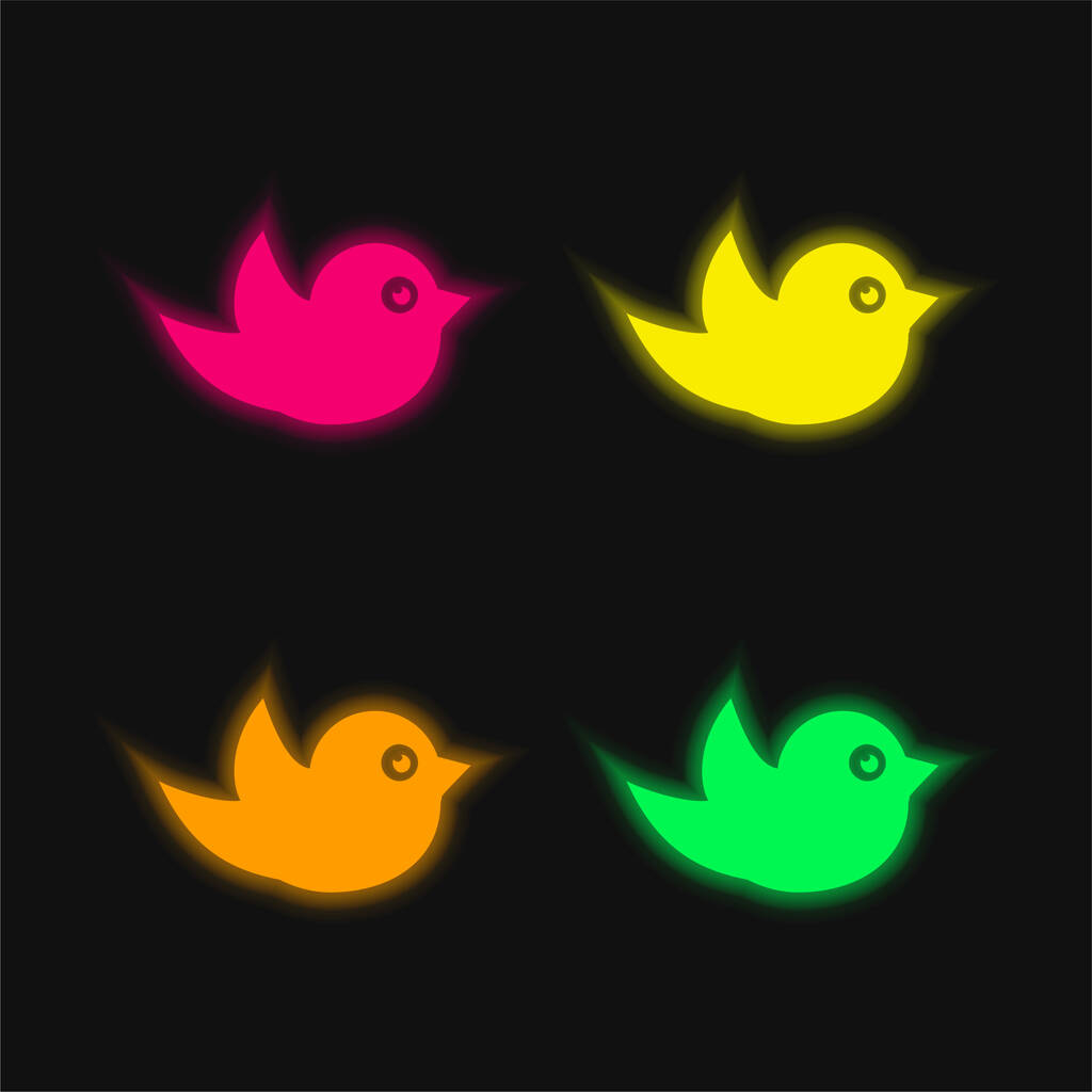 Black Bird vier kleuren gloeiende neon vector icoon - Vector, afbeelding