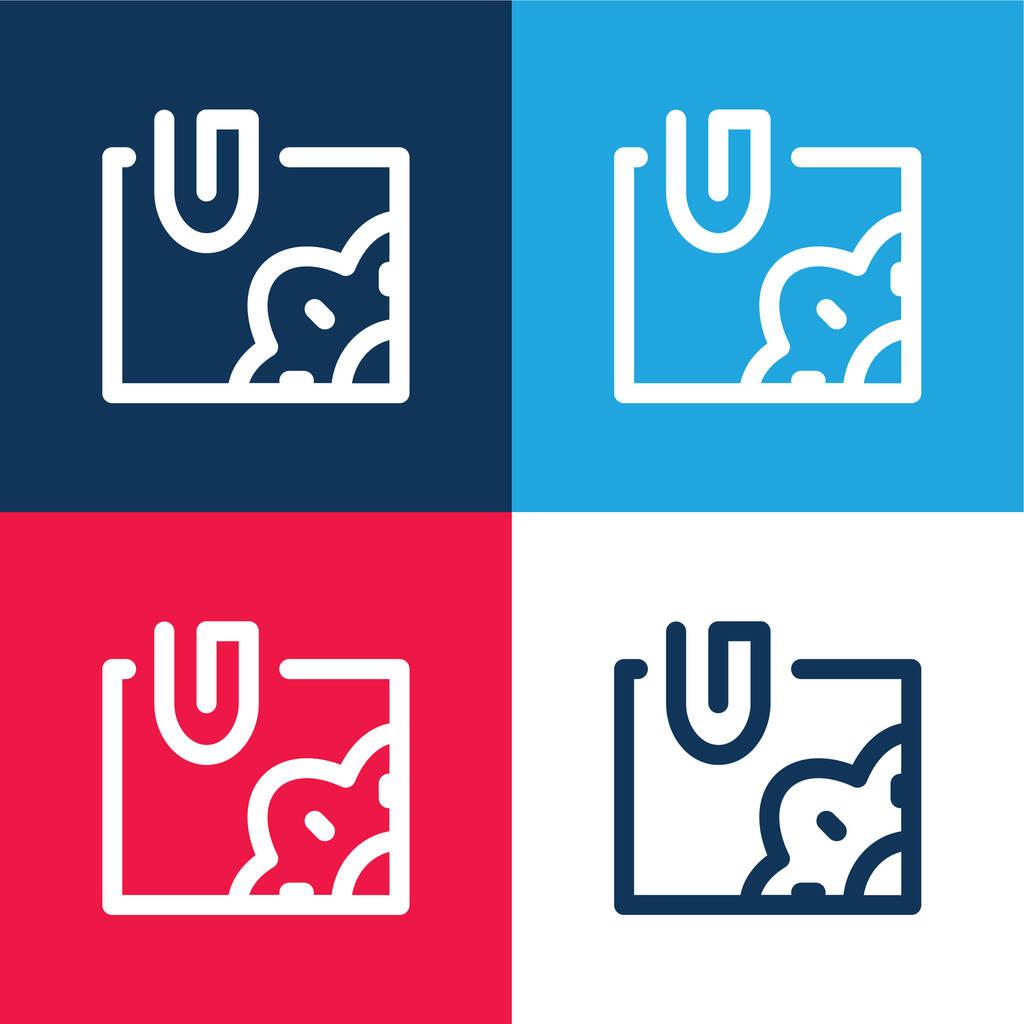 Helyezd el ezt: Image blue and red four color minimal icon set - Vektor, kép