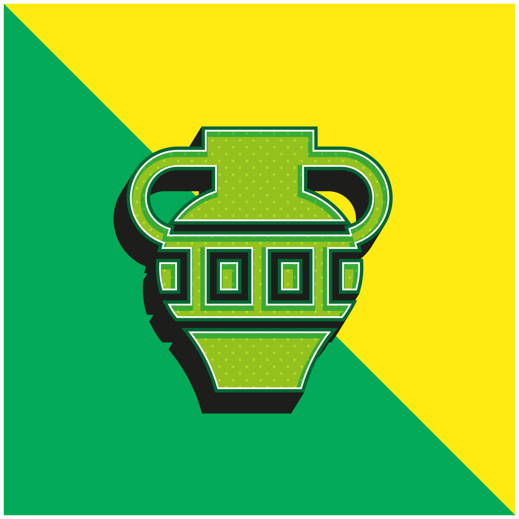Ánfora verde y amarillo moderno vector 3d icono del logotipo - Vector, Imagen
