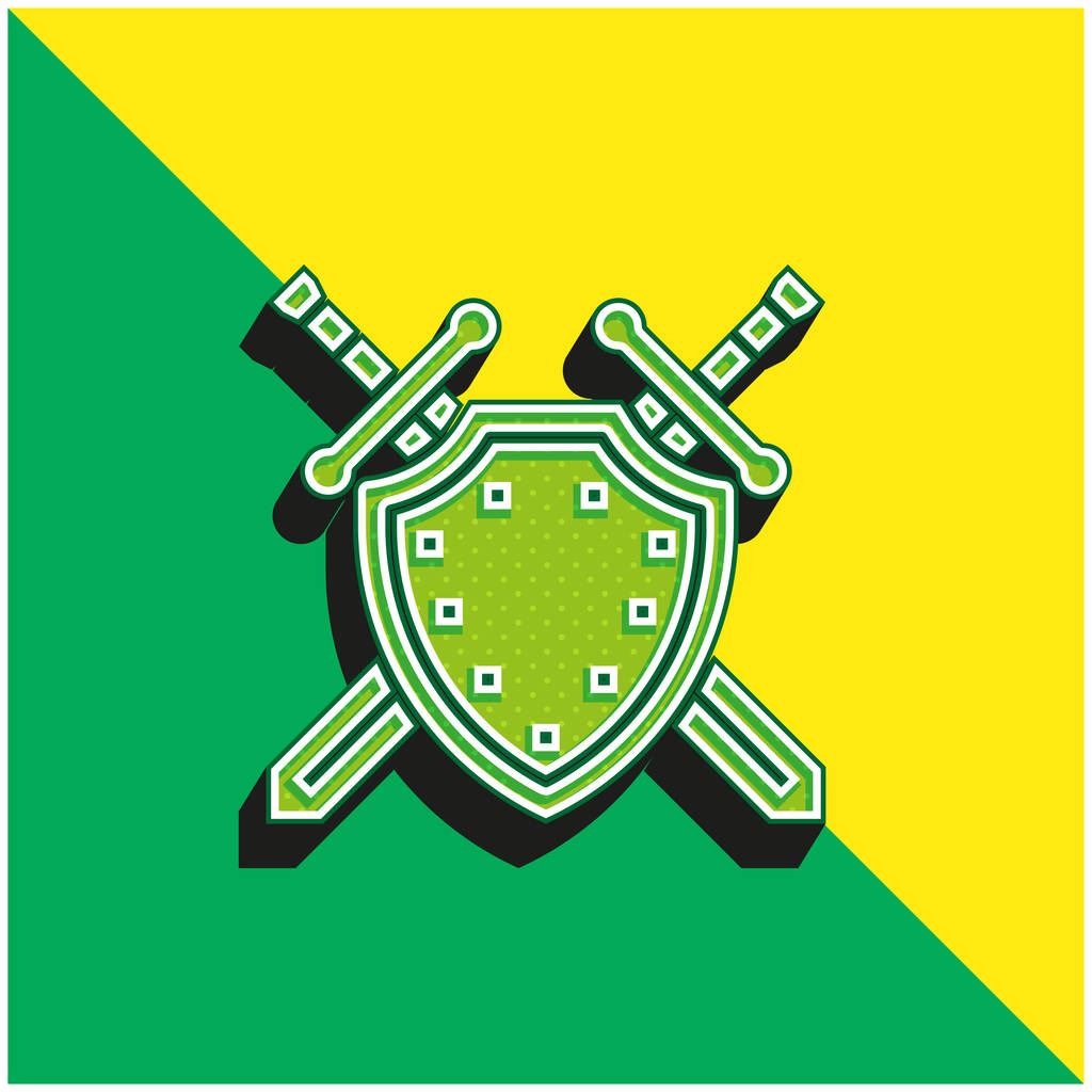 アンチウイルス緑と黄色の現代的な3Dベクトルアイコンのロゴ - ベクター画像