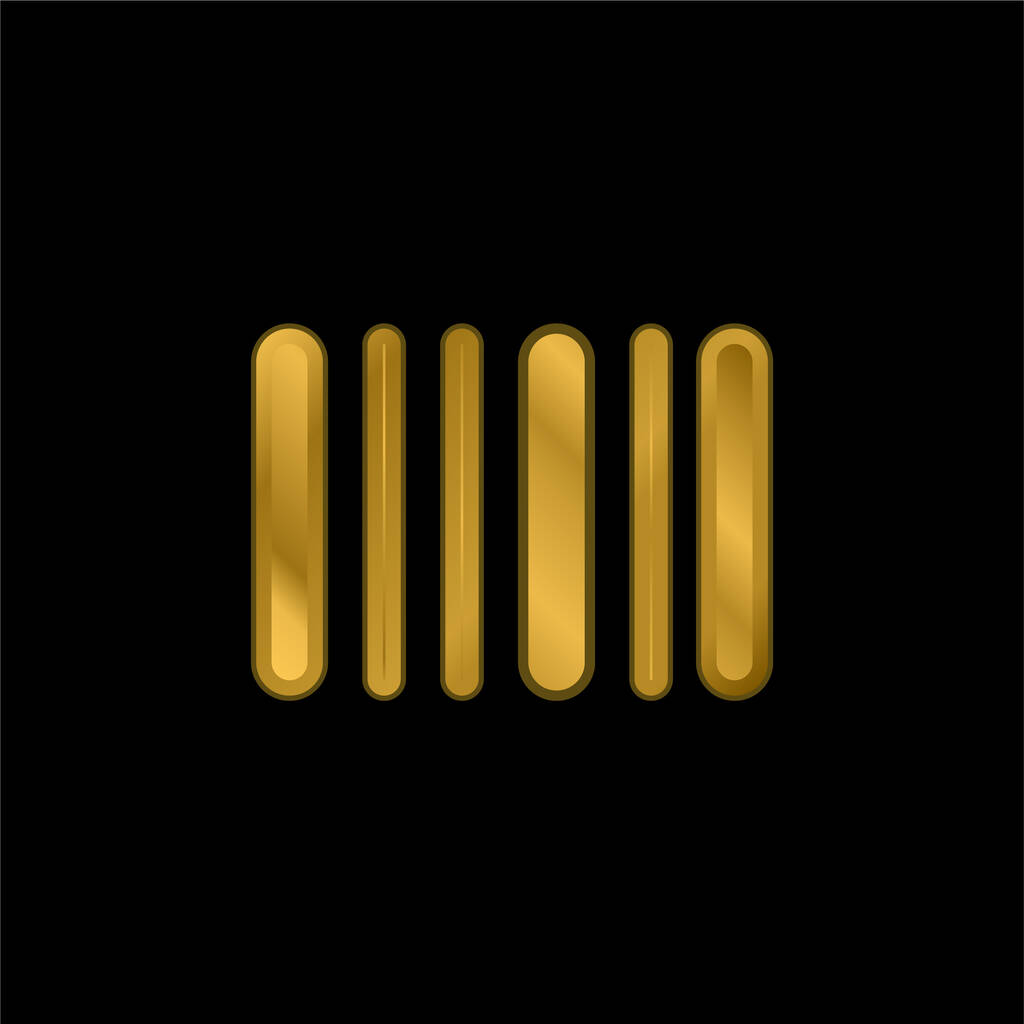 Barcode gold plated metalic icon or logo vector - Vector, Image