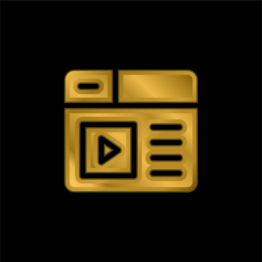 Blog chapado en oro icono metálico o logo vector - Vector, imagen
