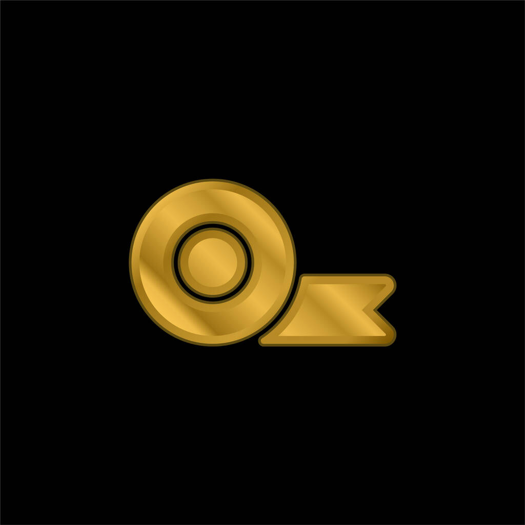 Nastro adesivo oro placcato icona metallica o logo vettore - Vettoriali, immagini