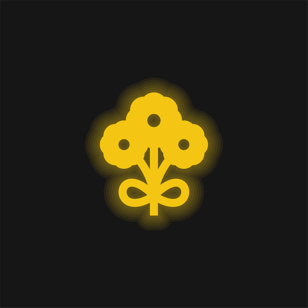 Ramo amarillo brillante icono de neón - Vector, Imagen
