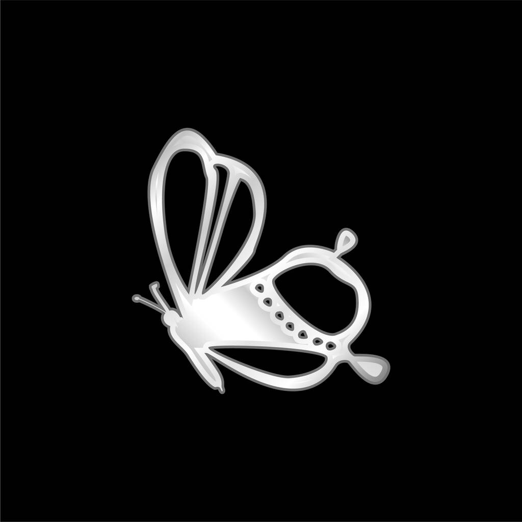 Schönheit auf Schmetterling Seitenansicht Design versilbert Metallic-Symbol - Vektor, Bild