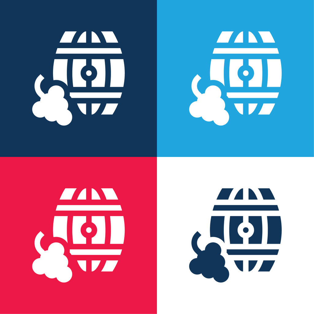 Barrel bleu et rouge quatre couleurs minimum jeu d'icônes - Vecteur, image