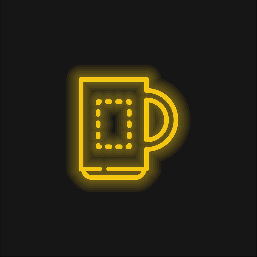 Grande tasse jaune brillant icône néon - Vecteur, image