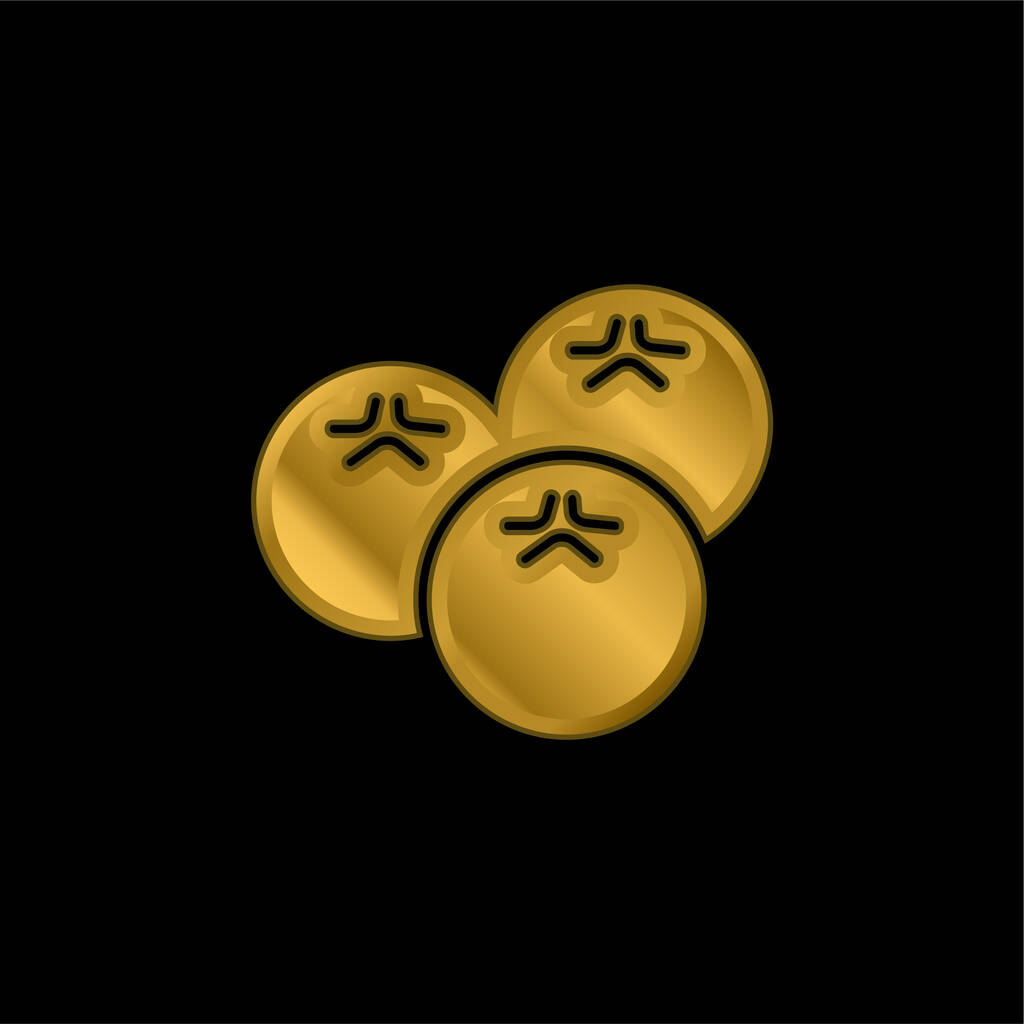 Arándanos chapado en oro icono metálico o vector de logotipo - Vector, Imagen