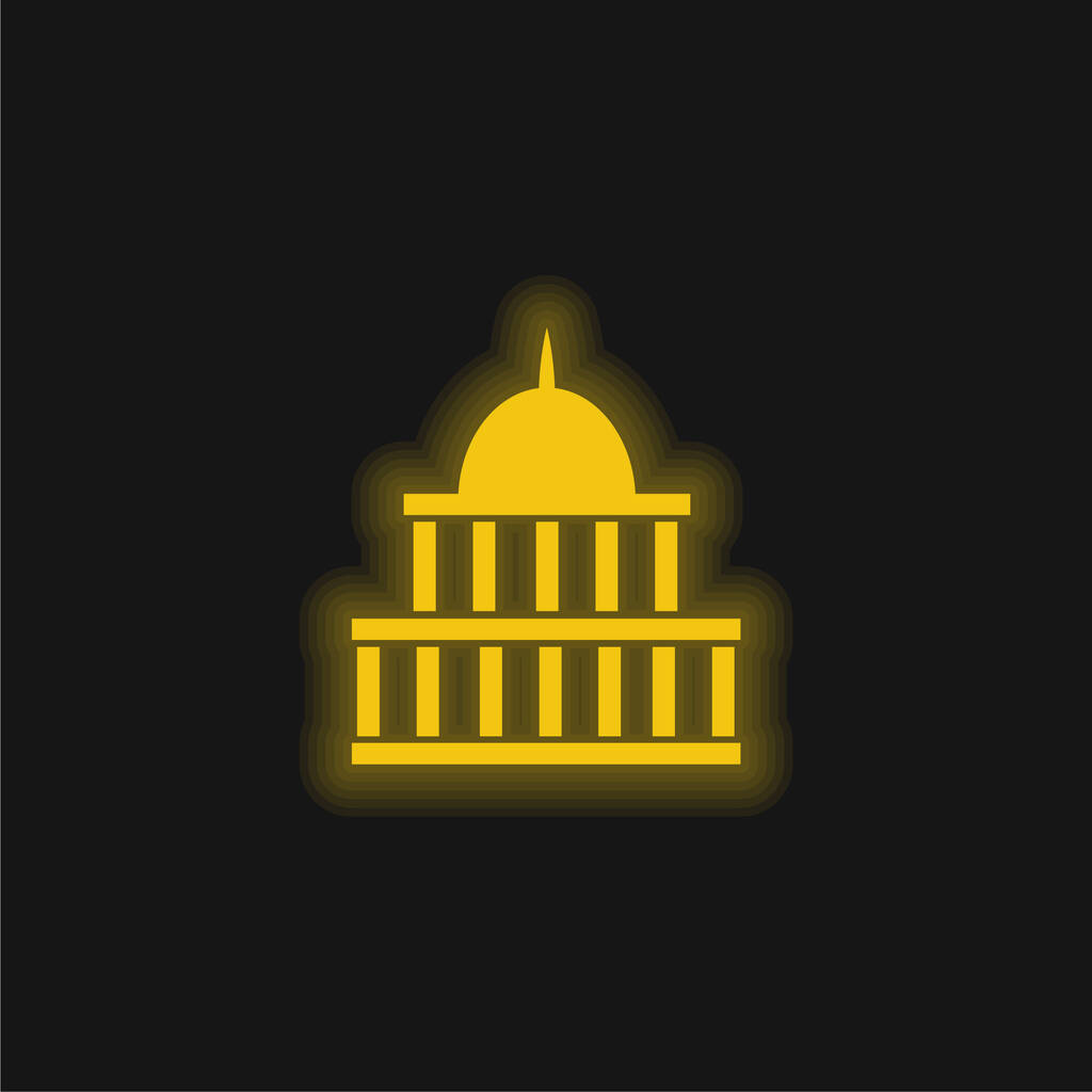 Amerikanische Regierung baut gelbes Leuchtneon-Symbol - Vektor, Bild