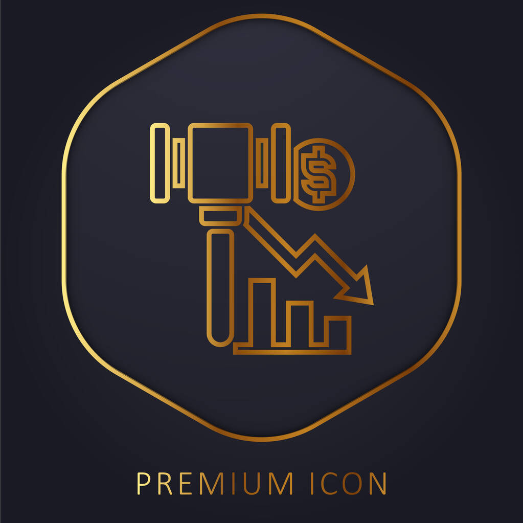 Faillite ligne d'or logo premium ou icône - Vecteur, image