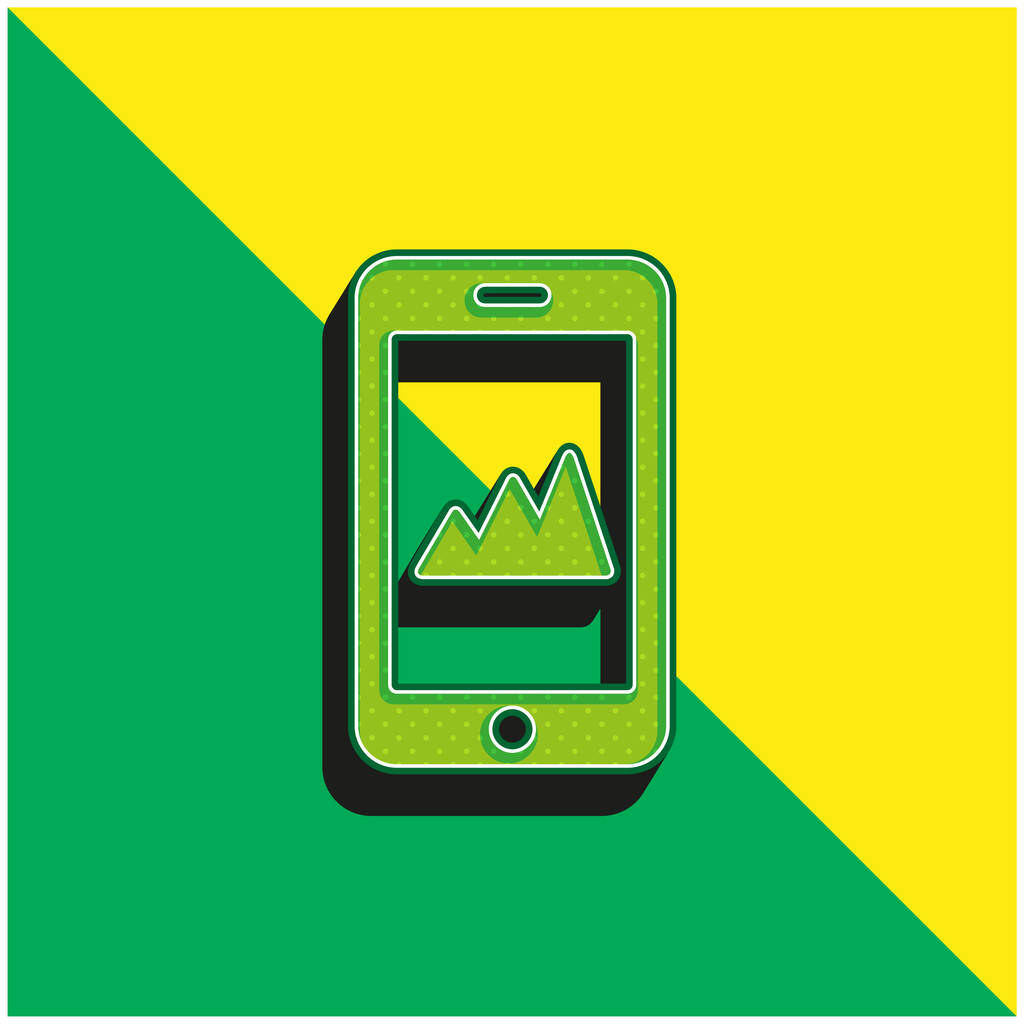 電話画面上の分析グラフィックの上昇緑と黄色の近代的な3Dベクトルアイコンのロゴ - ベクター画像