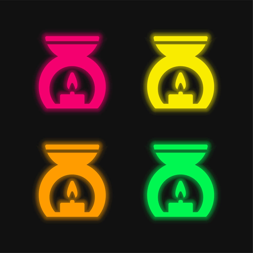 Aromaterapie Lázeňská léčba čtyři barvy zářící neonový vektor ikona - Vektor, obrázek