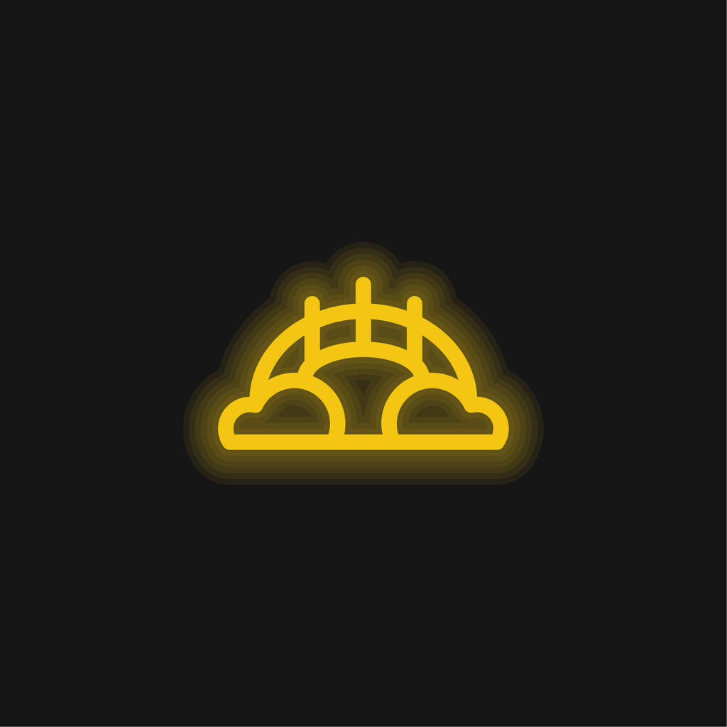 Bridge yellow glowing neon icon - Vector, Image