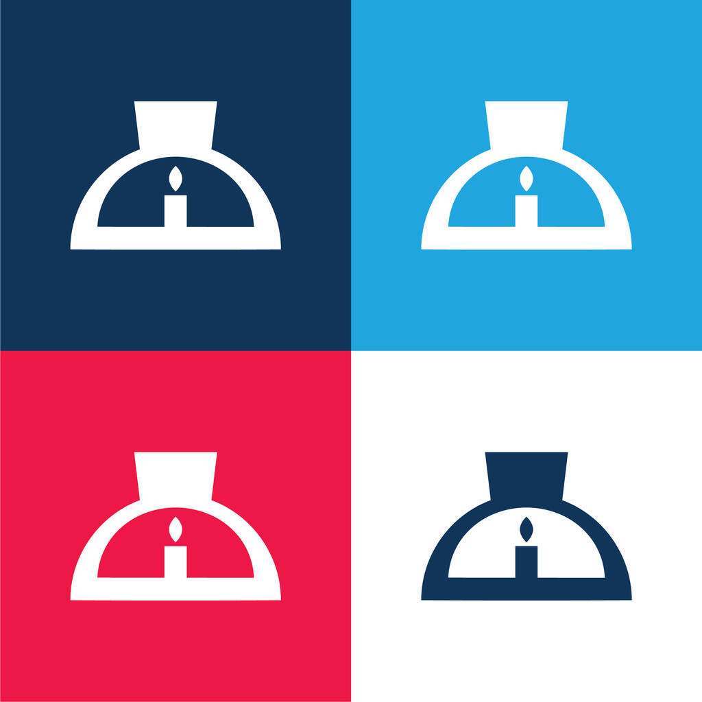 Lámparas aromáticas azul y rojo conjunto de iconos mínimo de cuatro colores - Vector, Imagen