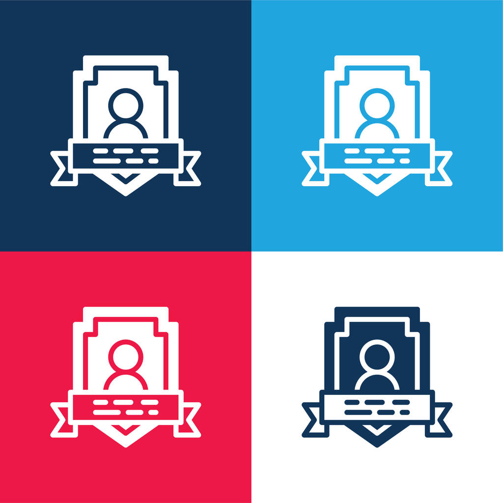 Insignias azul y rojo conjunto de iconos mínimo de cuatro colores - Vector, imagen