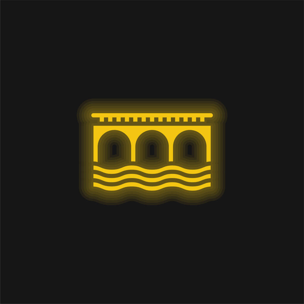 Pont jaune brillant icône néon - Vecteur, image