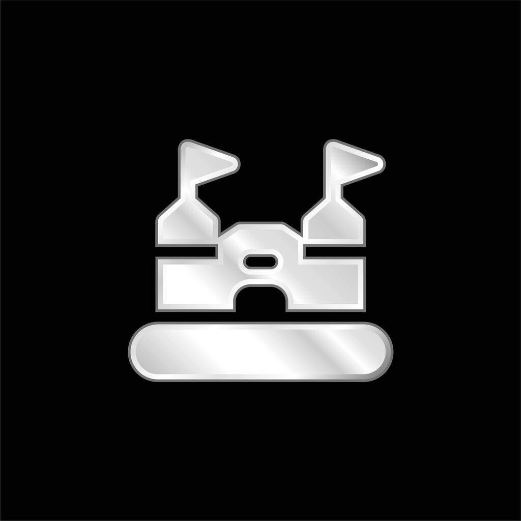 Bouncy Castelo prata banhado ícone metálico - Vetor, Imagem