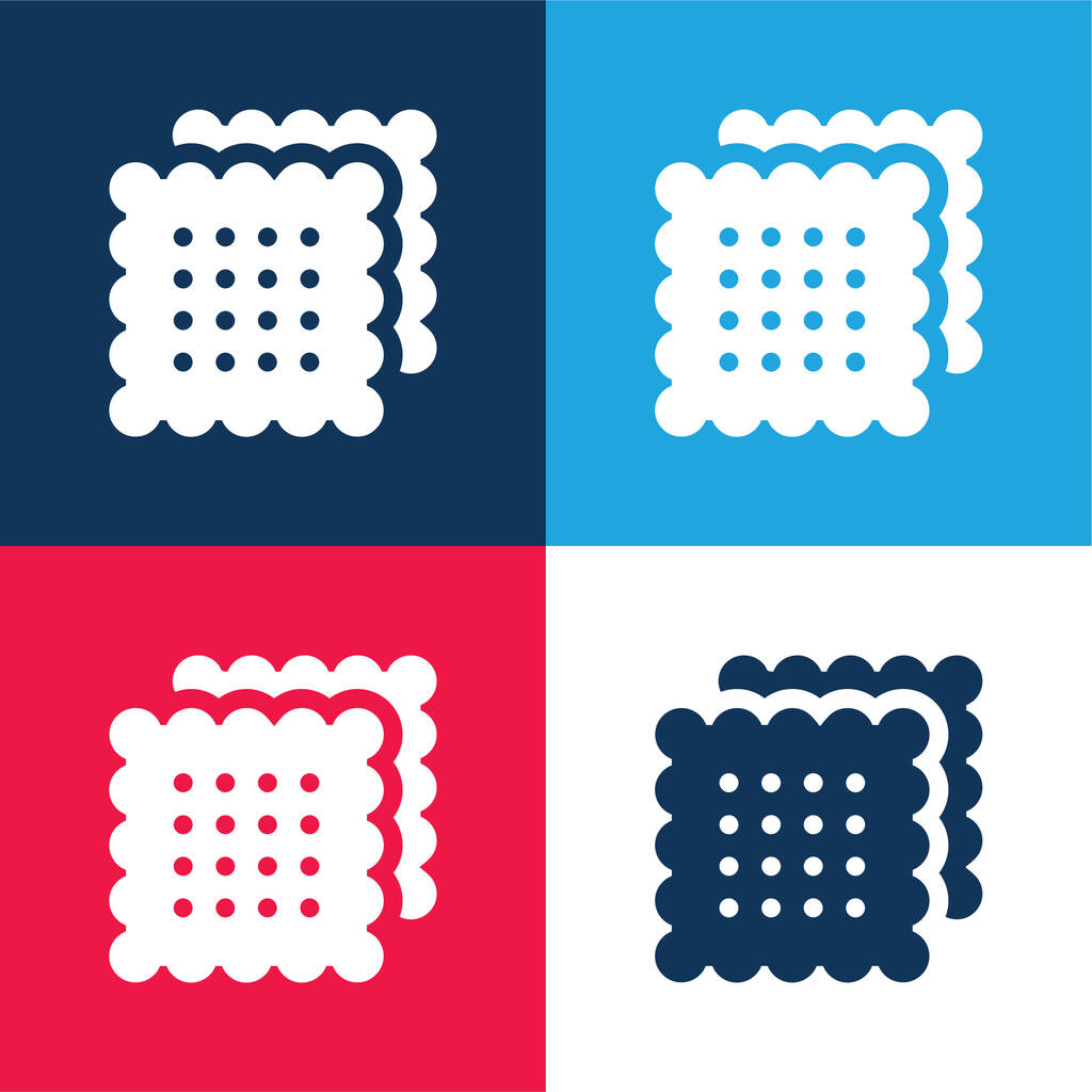 Biscuits azul y rojo de cuatro colores mínimo icono conjunto - Vector, Imagen