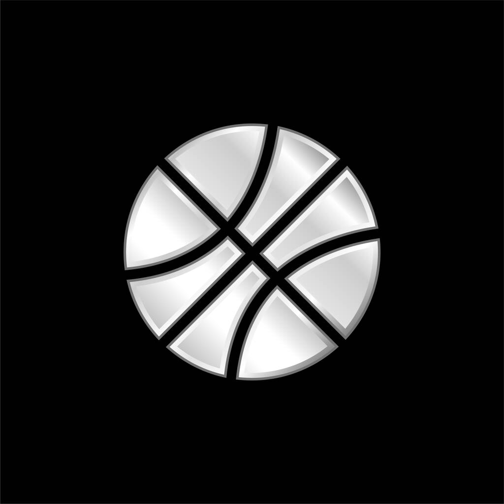 Kosárlabda ezüst lemezelt fém ikon - Vektor, kép