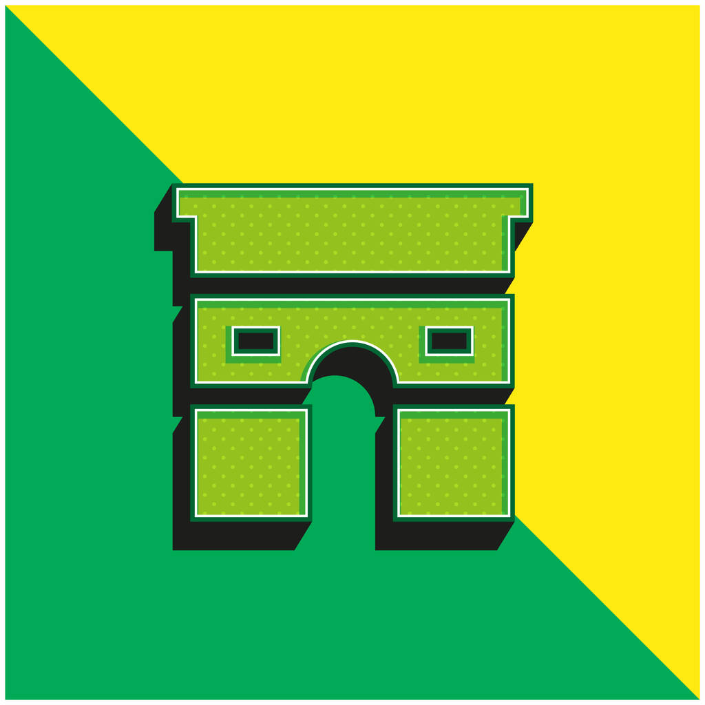 円弧デTriomphe緑と黄色の現代的な3Dベクトルアイコンのロゴ - ベクター画像