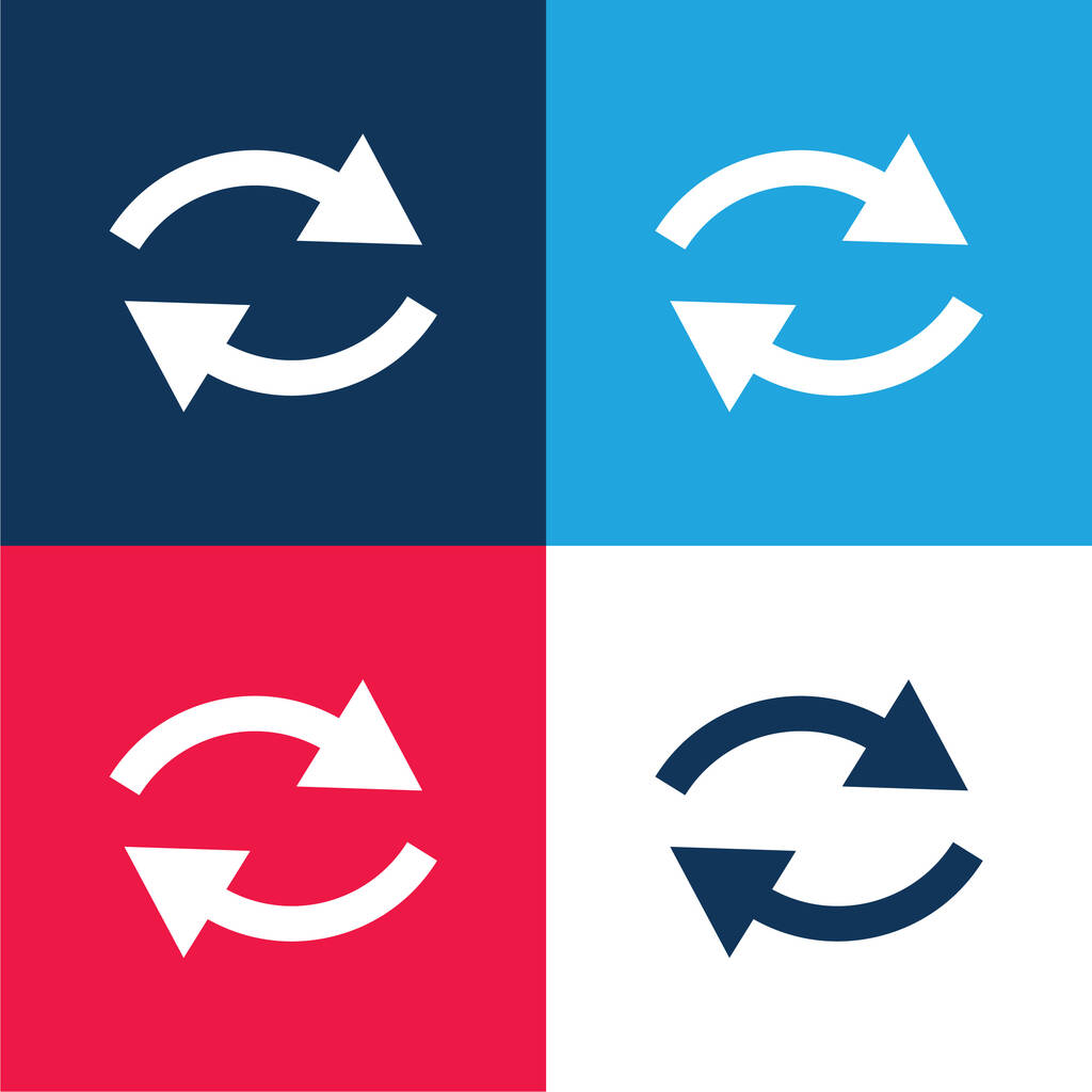 Pfeile Paar blau und rot vier Farben minimalen Symbolsatz - Vektor, Bild