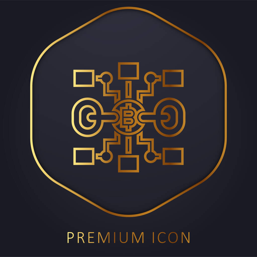 Blockchain linea dorata logo premium o icona - Vettoriali, immagini