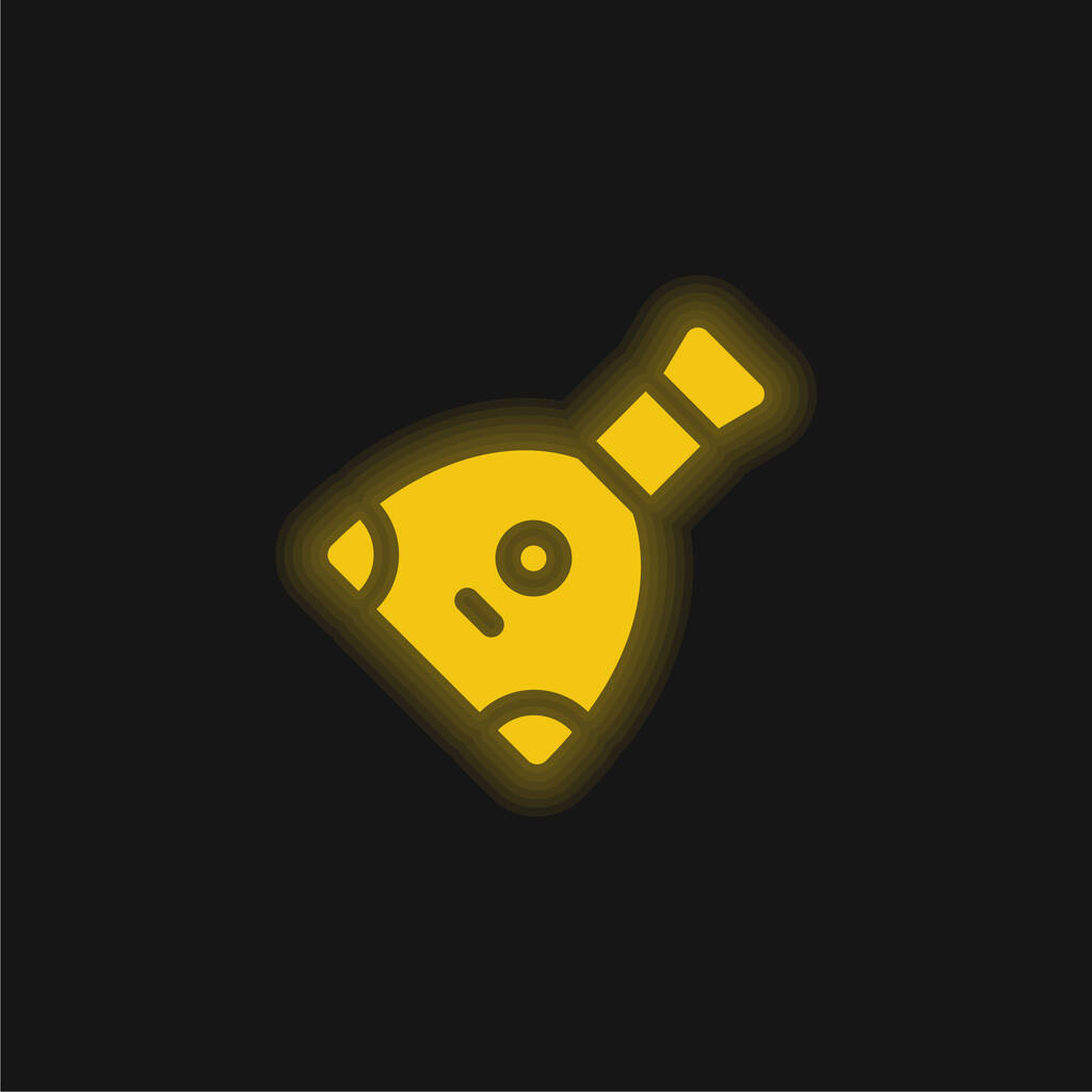Балалайка жёлтая светящаяся неоновая икона - Вектор,изображение